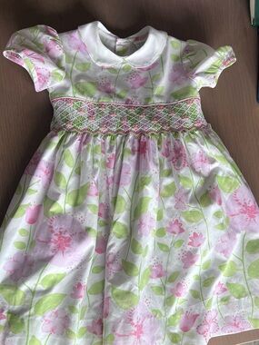 Carriage Boutique smocked dress 3t oink flowers EUC
